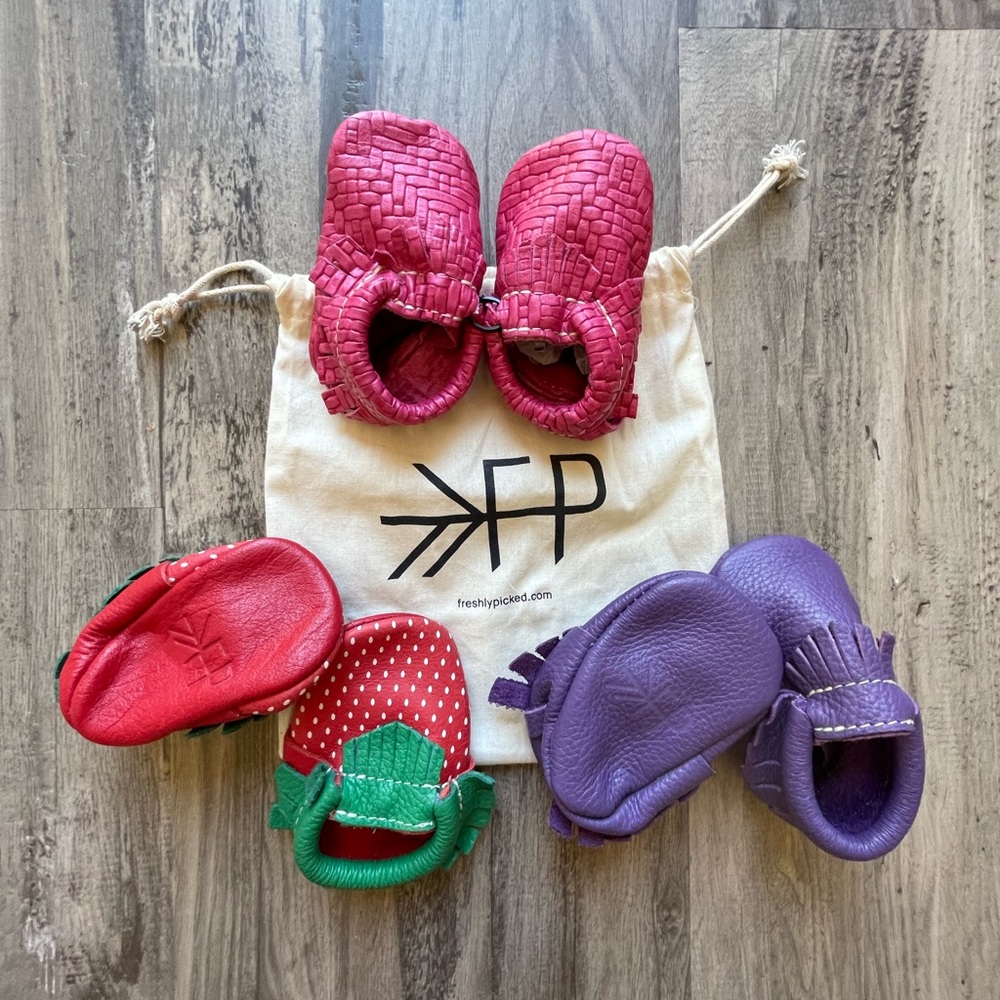 Lot of 3 Freshly Picked Baby Moccasins – New Without Tags